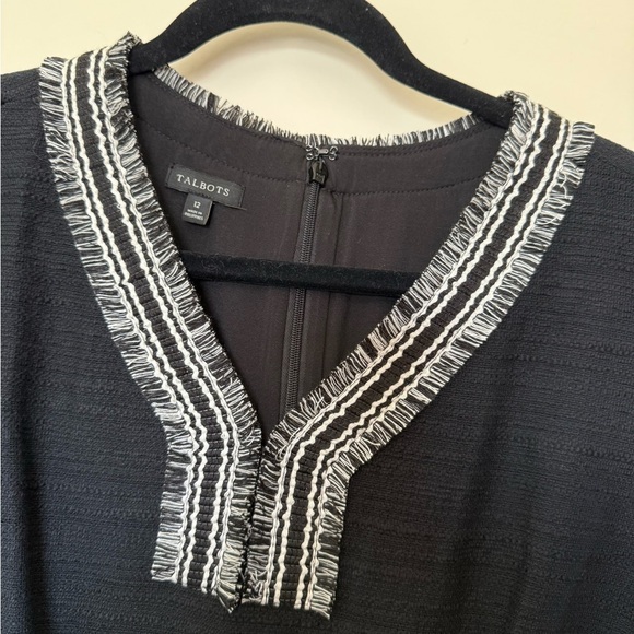 Talbots Black Tweed Fringe Shift Dress in Size 12 - Picture 7 of 12